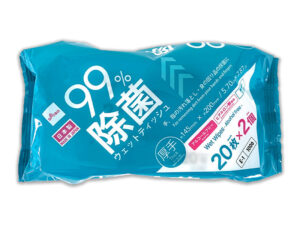 除菌ウェットティッシュ（アルコールフリー、厚手、２０枚、２個） ダイソー(DAISO)