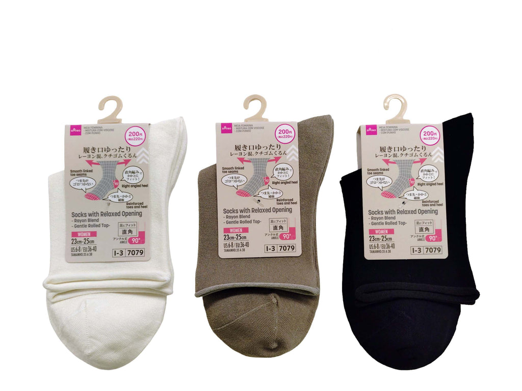 履き口ゆったりソックス（レディース、レーヨン混、クチゴムくるん） ダイソー(DAISO)
