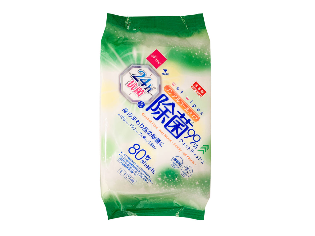 ノンアル除菌ウェット（ファミリー、８０枚、２４ｈ抗菌） ダイソー(DAISO)
