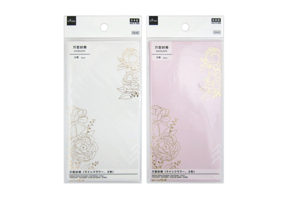 万型封筒（ラインフラワー、３枚） ダイソー(DAISO)