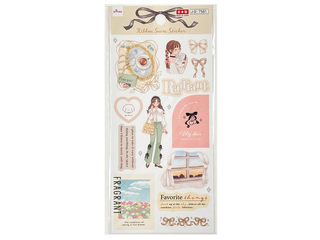 シール（リボンシュクレ、ベージュ） ダイソー(DAISO)