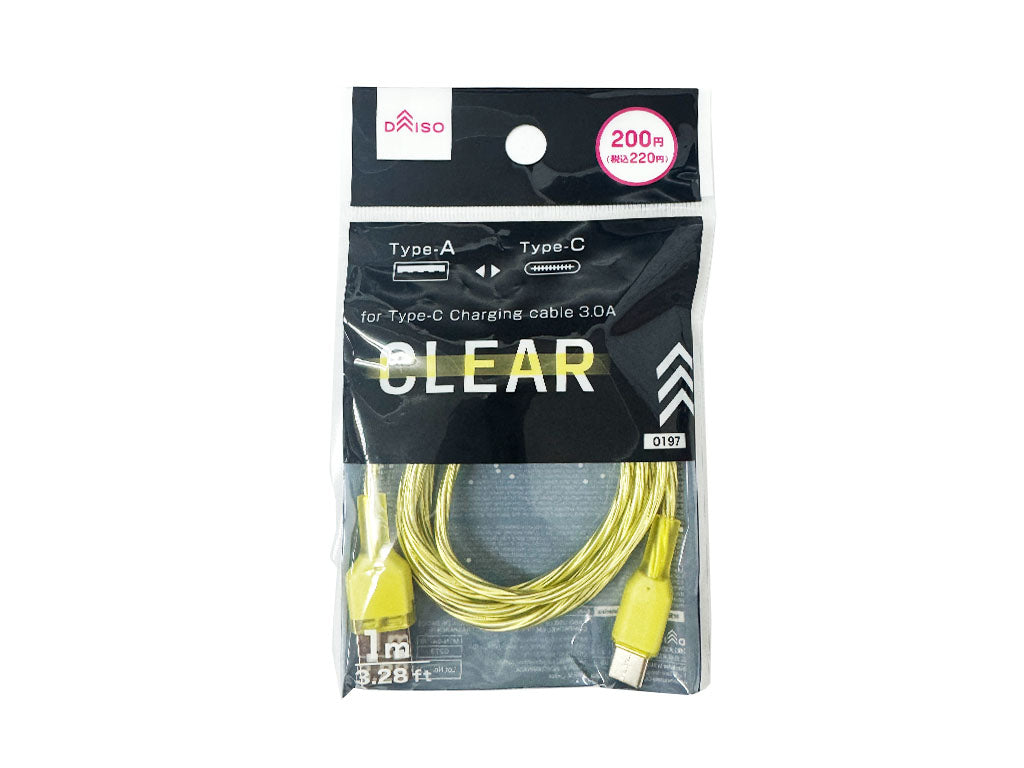 Ｔｙｐｅ―Ｃ対応充電・転送ケーブル（クリアイエロー） ダイソー(DAISO)