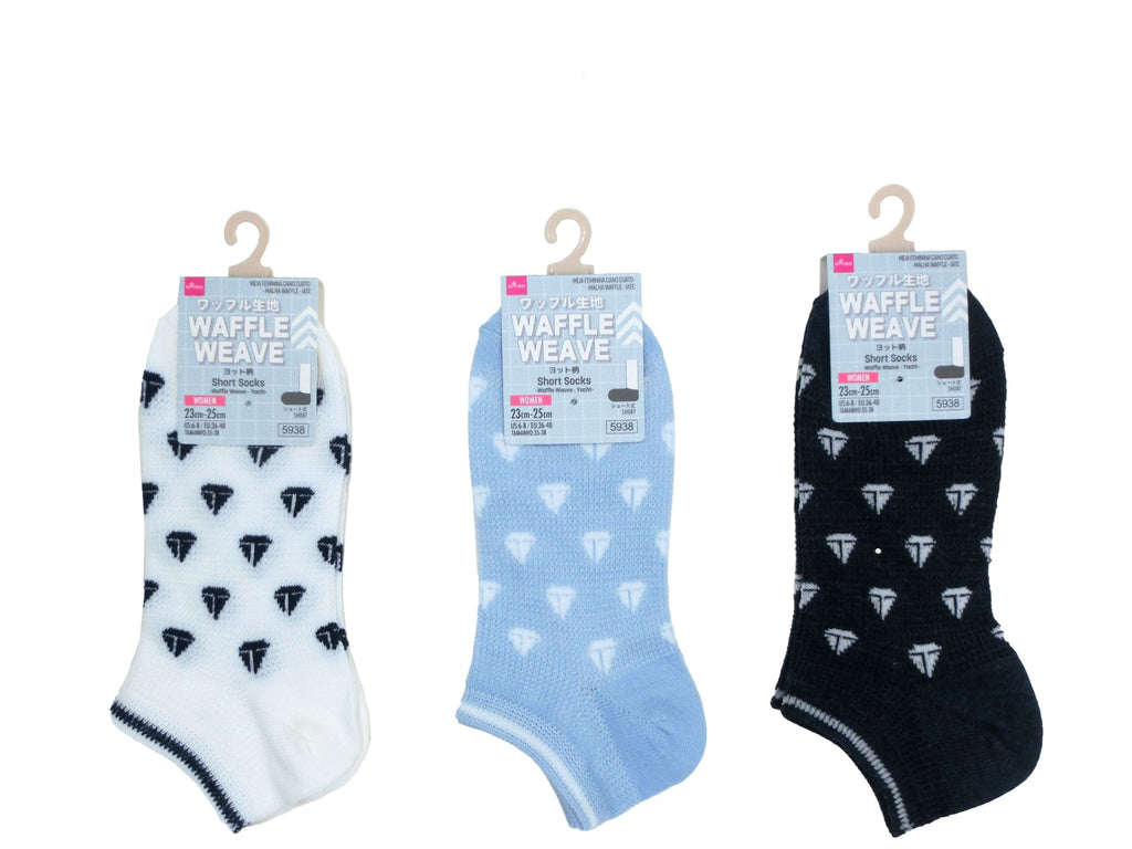 ショートソックス（ワッフル生地、ヨット柄） ダイソー(DAISO)