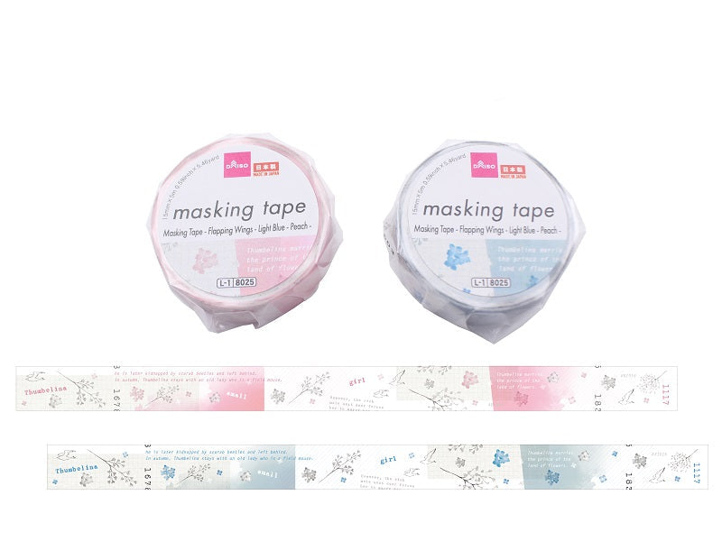 マスキングテープ（羽ばたく、水、桃） ダイソー(DAISO)