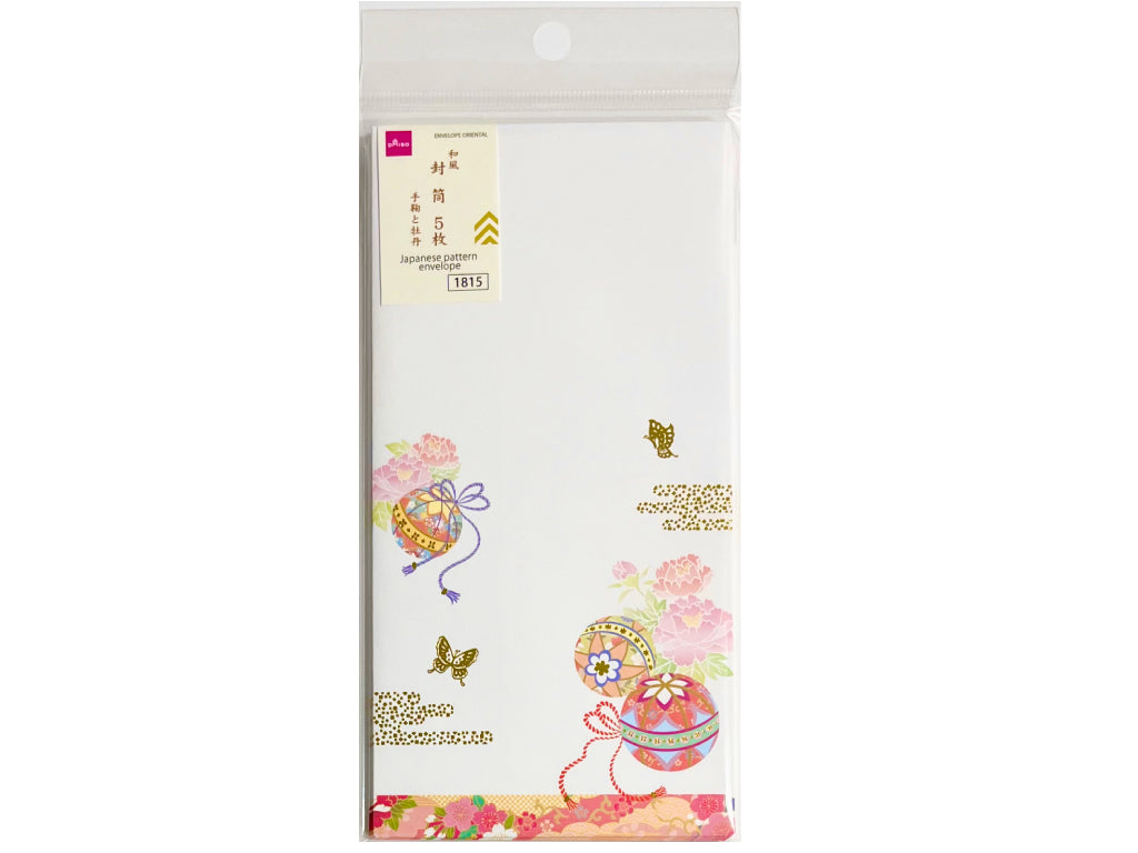 和風封筒（手鞠と牡丹、５枚） ダイソー(DAISO)