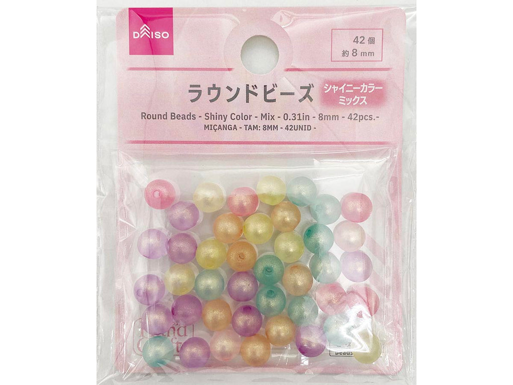 ラウンドビーズ（シャイニーカラー、ミックス、４２個） ダイソー(DAISO)