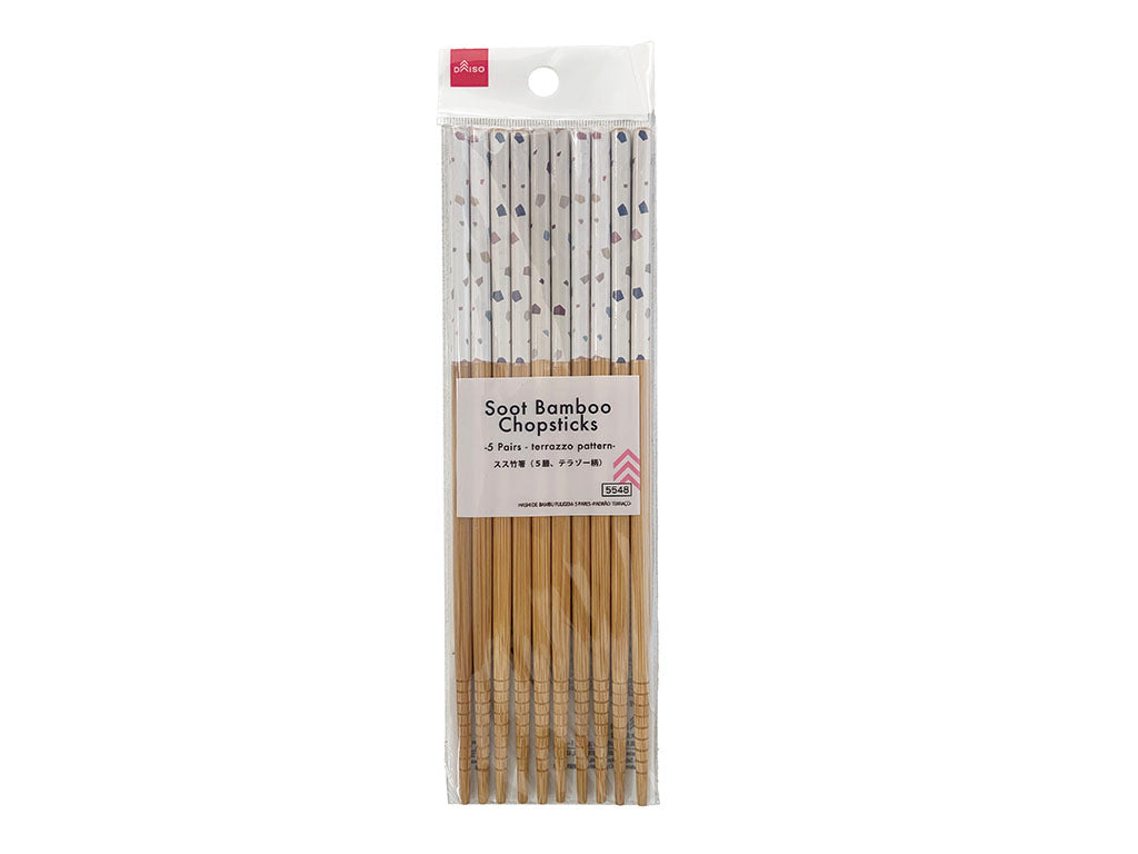 スス竹箸（５膳、テラゾー柄） ダイソー(DAISO)