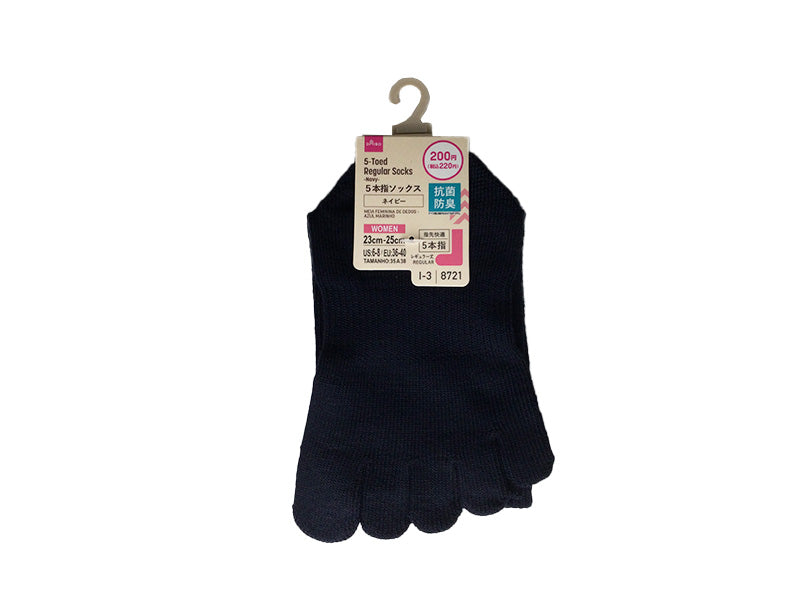 ５本指レギュラー丈ソックス（抗菌防臭、ネイビー） ダイソー(DAISO)