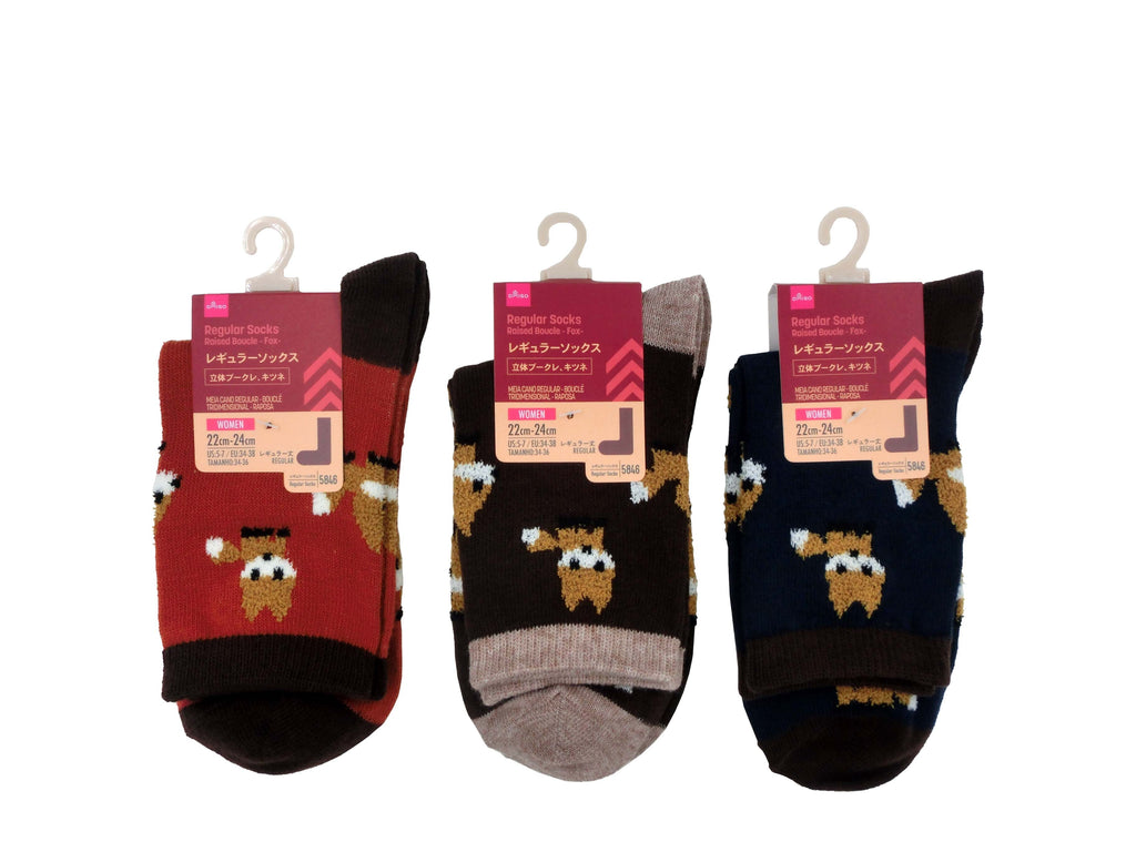 レギュラーソックス（立体ブークレ、キツネ） ダイソー(DAISO)