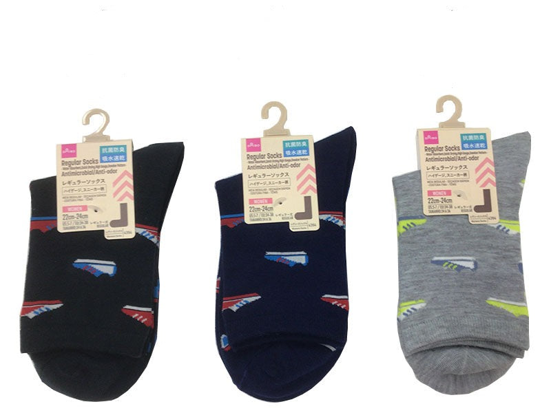 レギュラーソックス（抗菌防臭、吸水速乾、ハイゲージ、スニーカー柄） ダイソー(DAISO)