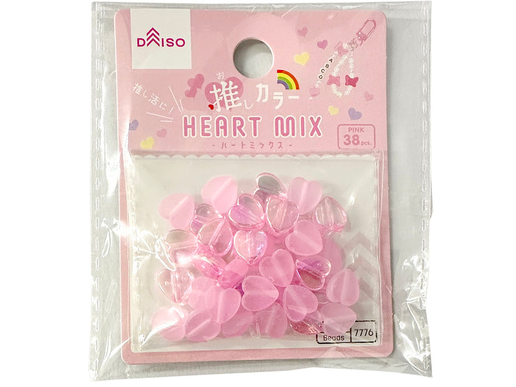 ハートビーズミックス（推しカラー、ピンク、３８個） ダイソー(DAISO)