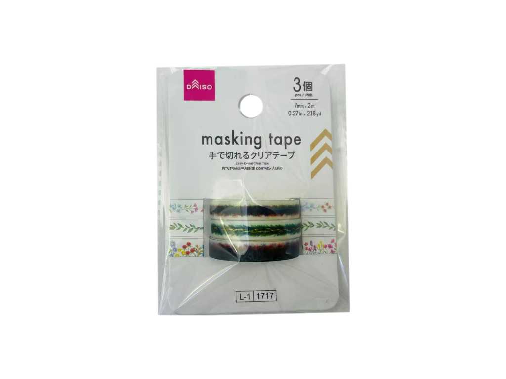 手で切れるクリアテ―プ（植物、３個） ダイソー(DAISO)
