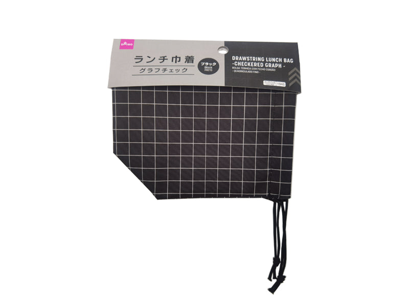 ランチ巾着（グラフチェック、ブラック） ダイソー(DAISO)