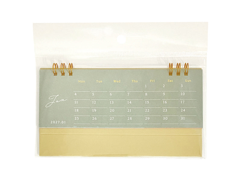２０２７年卓上Ｗリングカレンダー（ヨコ長、くすみカラー、月曜始まり） ダイソー(DAISO)