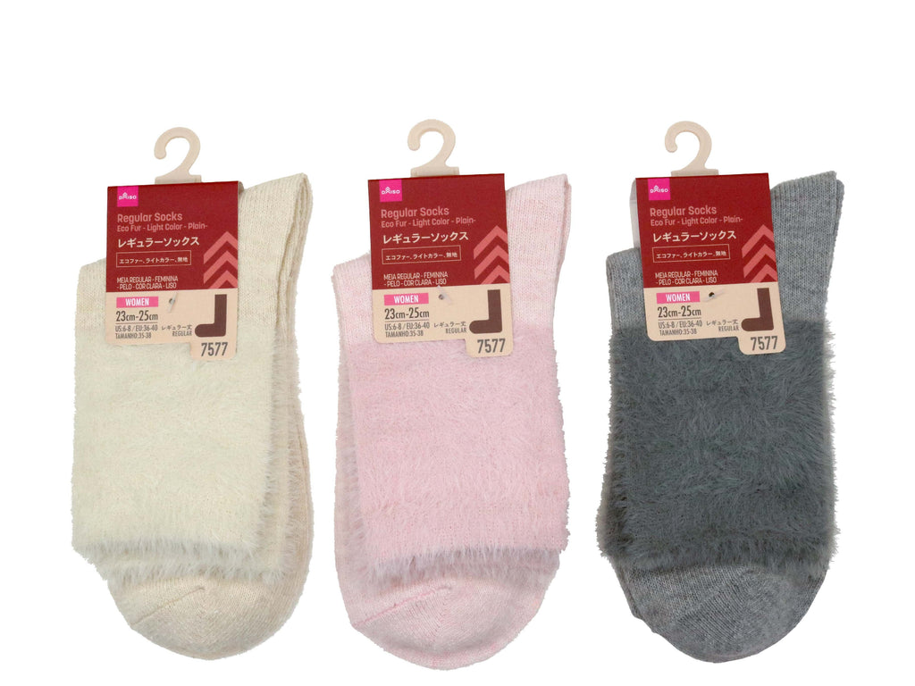 レギュラーソックス（レディース、エコファー、ライトカラー、無地） ダイソー(DAISO)