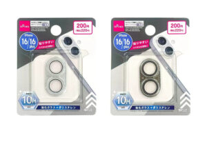 カメラレンズ保護クリアカバー（アイフォーン用、１６／１６Ｐｌｕｓ、モノクロ） ダイソー(DAISO)