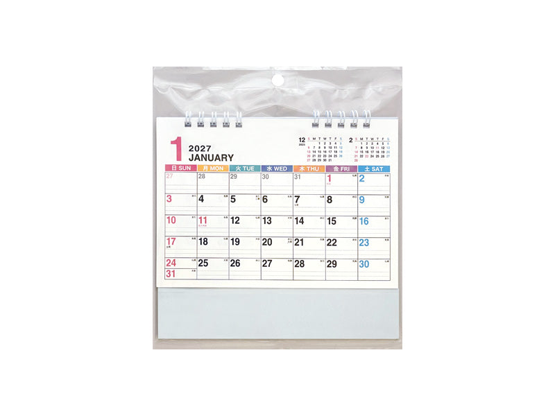 ２０２７年卓上Ｗリングカレンダー（Ｂ６、六曜パステル） ダイソー(DAISO)