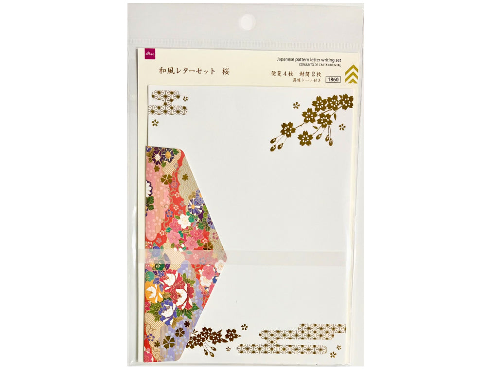 和風レターセット（桜、便箋４枚、封筒２枚） ダイソー(DAISO)