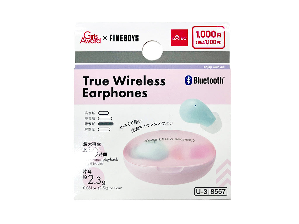 完全ワイヤレスイヤホン（ＴＷＳ００６、ブルー×ピンク） ダイソー(DAISO)