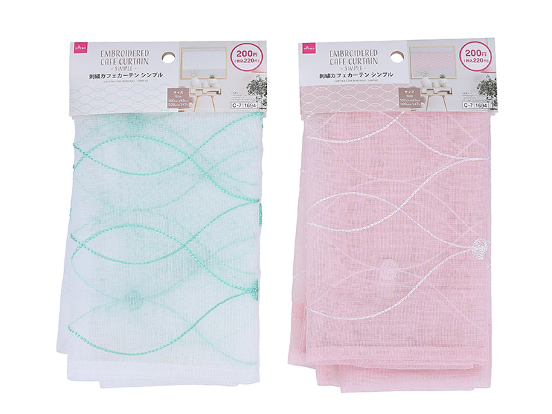 刺繍カフェカーテン（シンプル） ダイソー(DAISO)