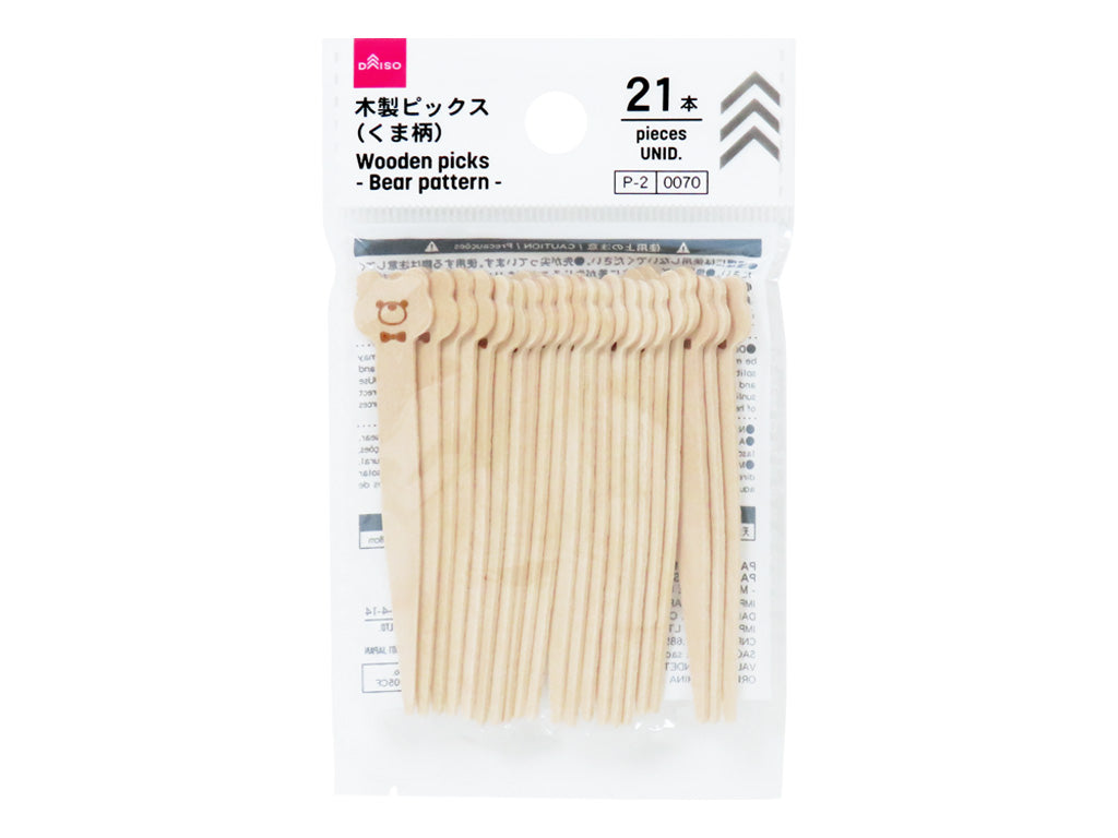 木製ピックス（くま柄、２１本） ダイソー(DAISO)