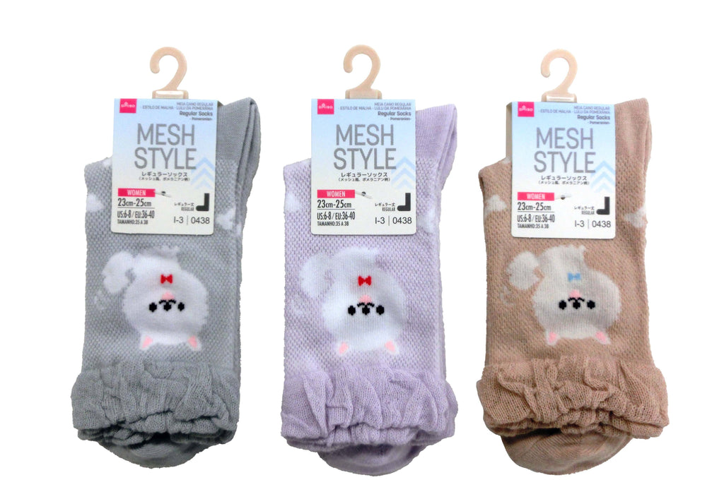 レギュラーソックス（メッシュ風、ポメラニアン柄） ダイソー(DAISO)