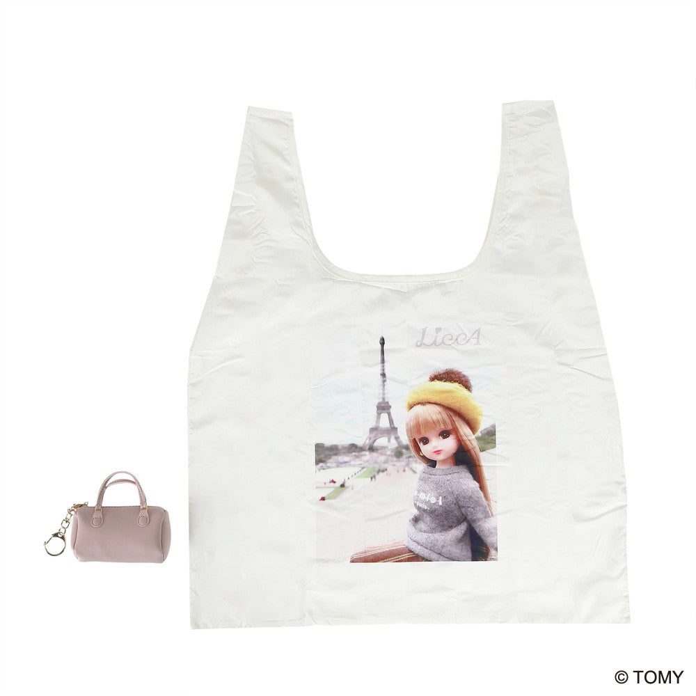 チャーム付エコバッグ、ボストン風、ＩＶ（リカちゃん） ダイソー(DAISO)