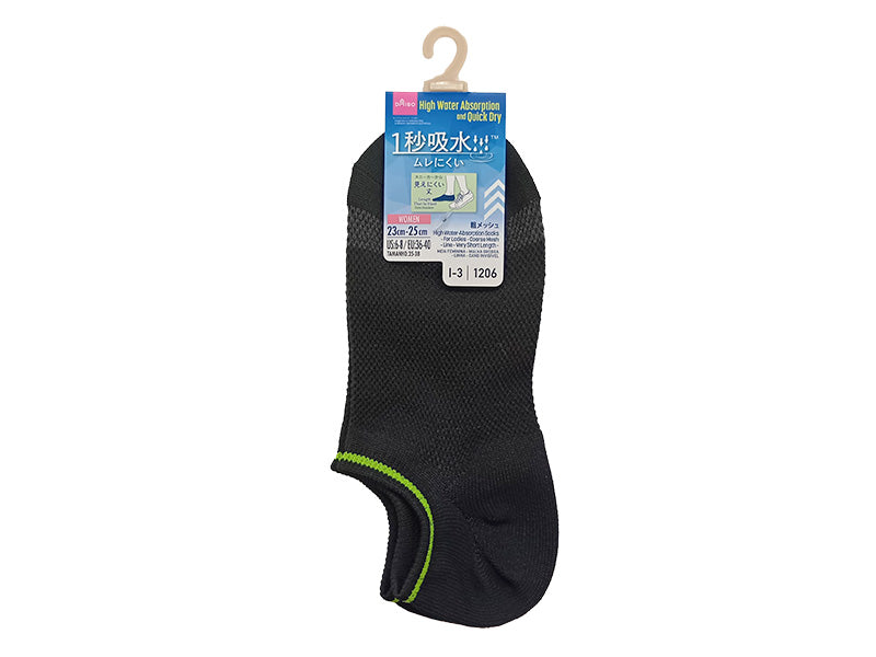 １秒吸水ソックス（レディース、粗メッシュ、ライン、ベリーショート丈） ダイソー(DAISO)