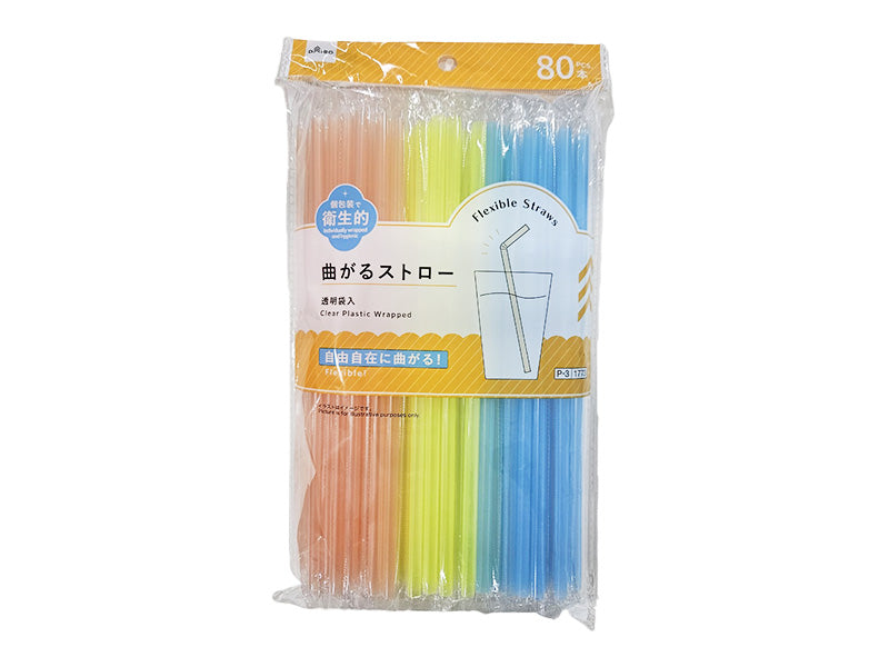 曲がるストロー（カラー、８０本、透明袋入） ダイソー(DAISO)
