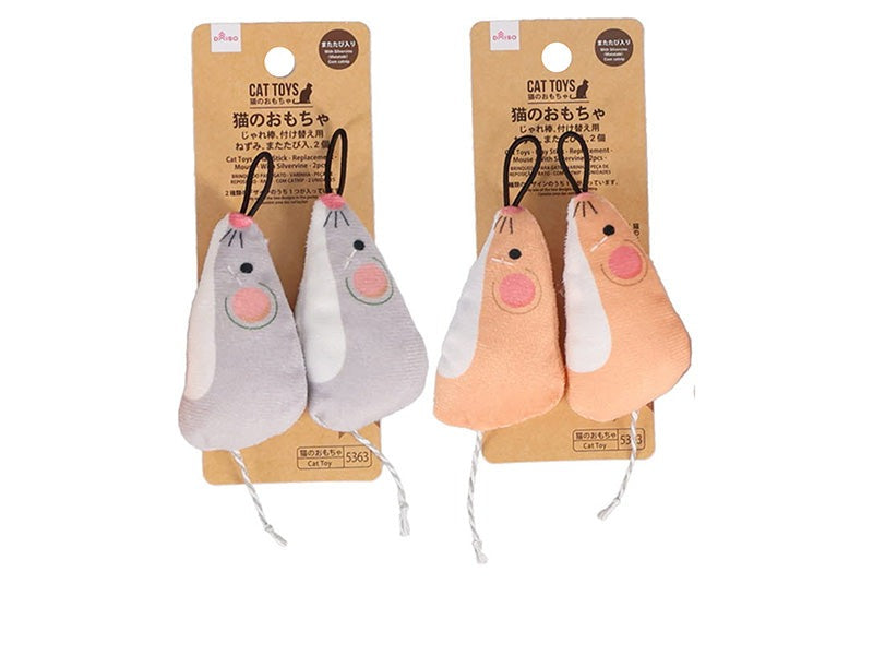 猫のおもちゃ（じゃれ棒、付け替え用、ねずみ、またたび入、２個） ダイソー(DAISO)
