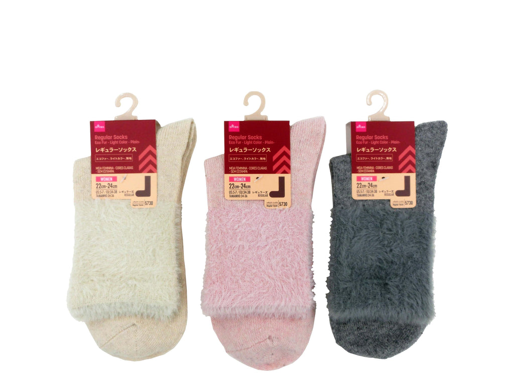 レギュラーソックス（レディース、エコファー、ライトカラー、無地） ダイソー(DAISO)