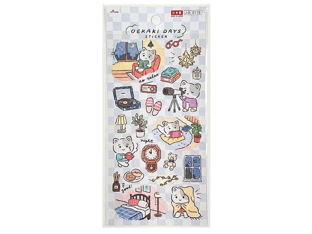シール（オエカキデイズ、夜更かし） ダイソー(DAISO)