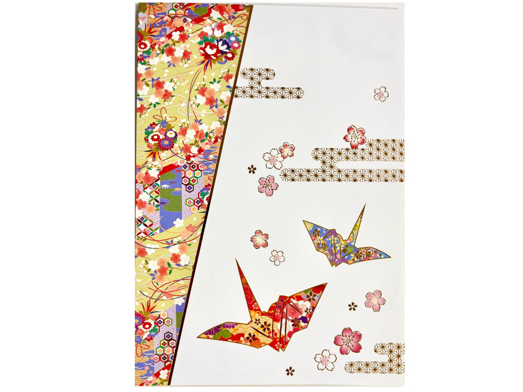 和風便箋（折り鶴と桜、１６枚） ダイソー(DAISO)