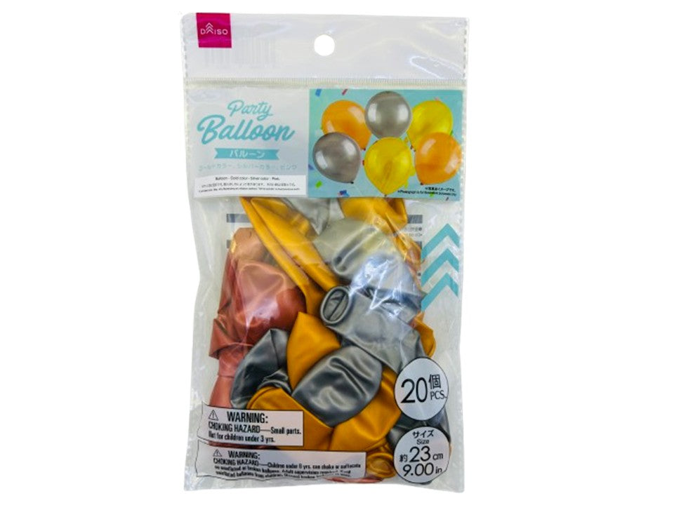 バルーン（約９インチ、２０個、ゴールドカラー、シルバーカラー、ピンク） ダイソー(DAISO)