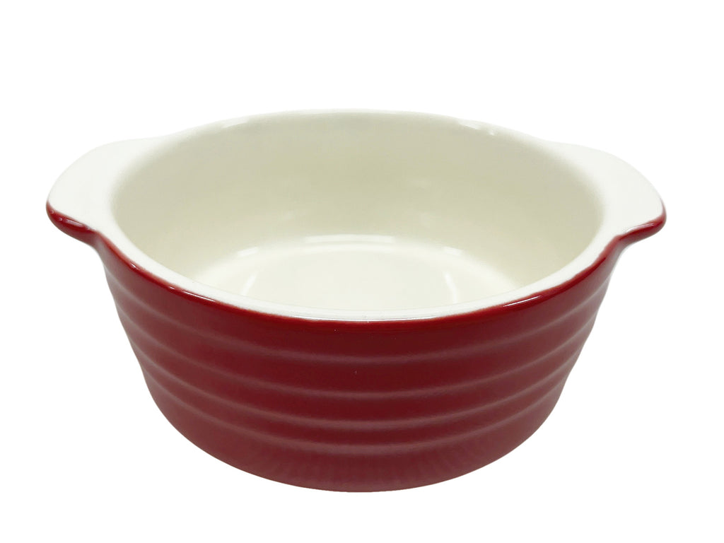 ラウンドグラタン皿（フレンチ風、シェード、レッド） ダイソー(DAISO)