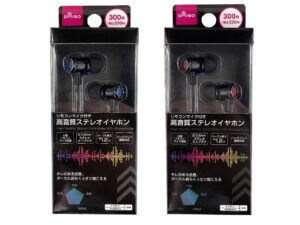 高音質ステレオイヤホン（リモコンマイク付、ブラックレッド、ブラックブルー） ダイソー(DAISO)