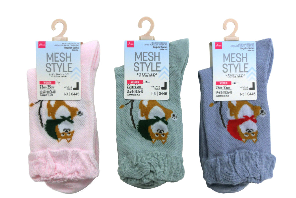 レギュラーソックス（メッシュ風、柴犬柄） ダイソー(DAISO)