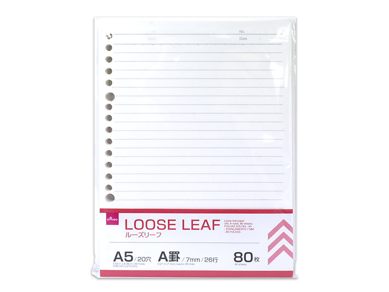 ルーズリーフ（Ａ５、Ａ罫、８０枚） ダイソー(DAISO)
