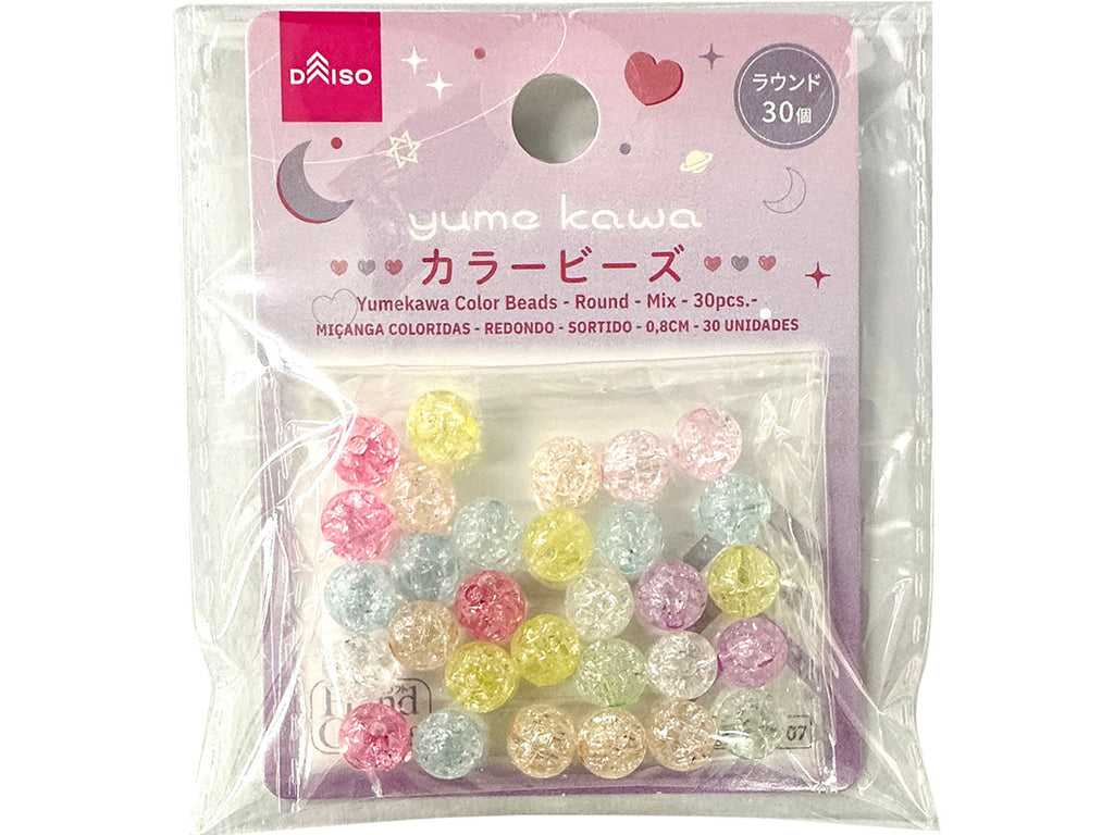 ゆめかわカラービーズ（ラウンド、ミックス、３０個） ダイソー(DAISO)