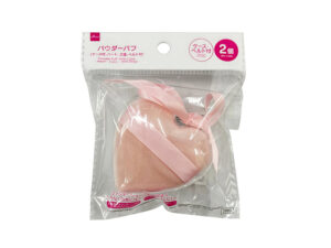 パウダーパフ（ケース付、ハート、２個、ベルト付） ダイソー(DAISO)