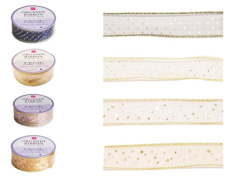 オーガンジーリボン（ドット＆スター、ワイヤー入） ダイソー(DAISO)