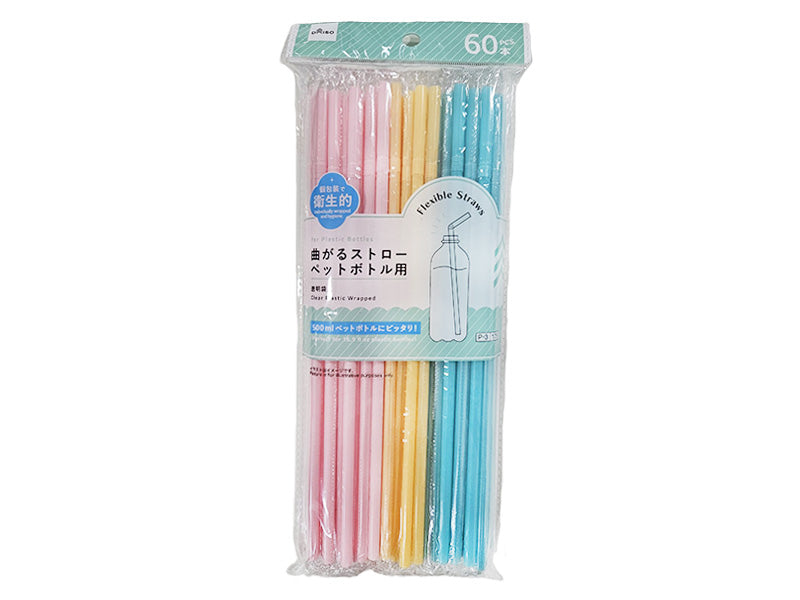 曲がるストロー（ペットボトル用、カラー、６０本、透明袋入） ダイソー(DAISO)