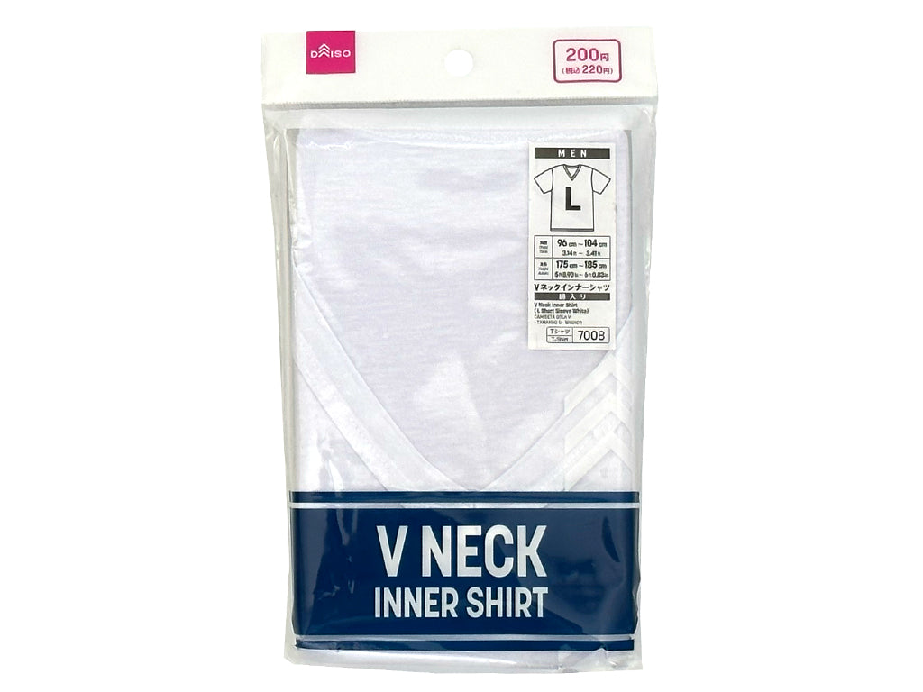 Ｖネックインナーシャツ（Ｌ、半袖、白） ダイソー(DAISO)