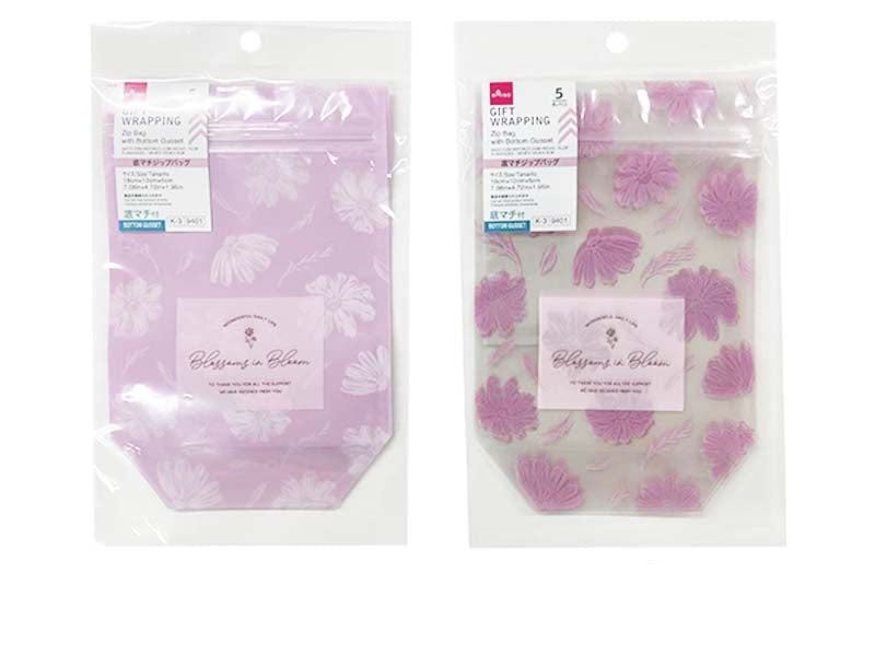 底マチジップバッグ（フラワー、５枚） ダイソー(DAISO)