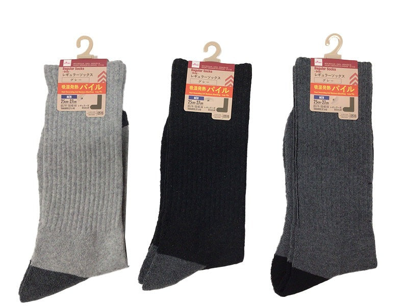 パイル レギュラーソックス（グレー、吸湿発熱） ダイソー(DAISO)