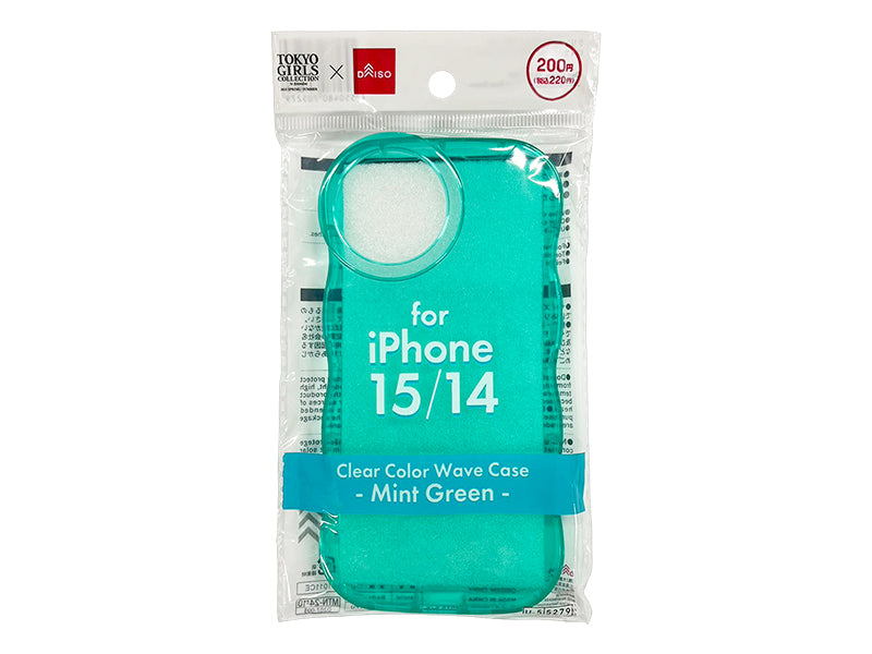 クリアカラーウェ－ブケ－ス（アイフォ－ン用、１５＆１４、ミントグリーン） ダイソー(DAISO)
