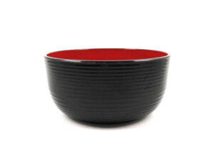 会津塗筋丼（食洗機対応、黒内朱） ダイソー(DAISO)