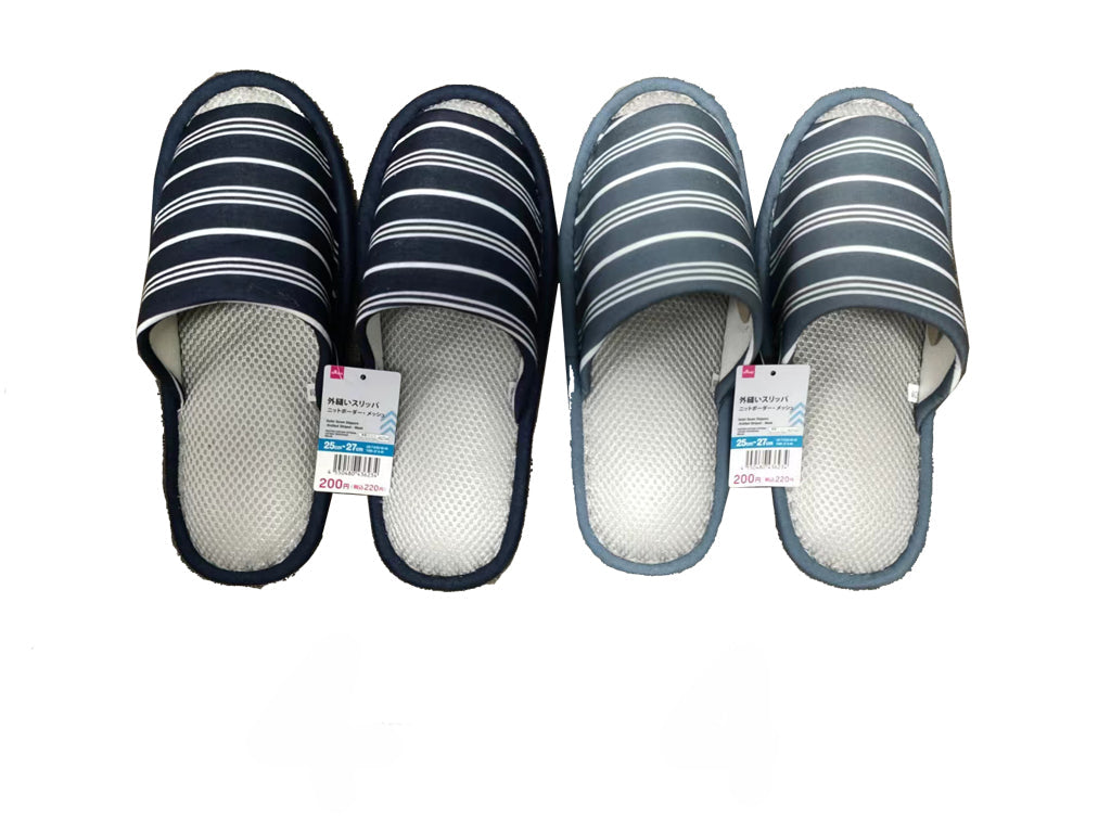 外縫いスリッパ（ニットボーダー、メッシュ） ダイソー(DAISO)