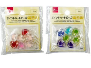 ポイントハートビーズ（ピンク系・ブルー系、ミックス、７個） ダイソー(DAISO)