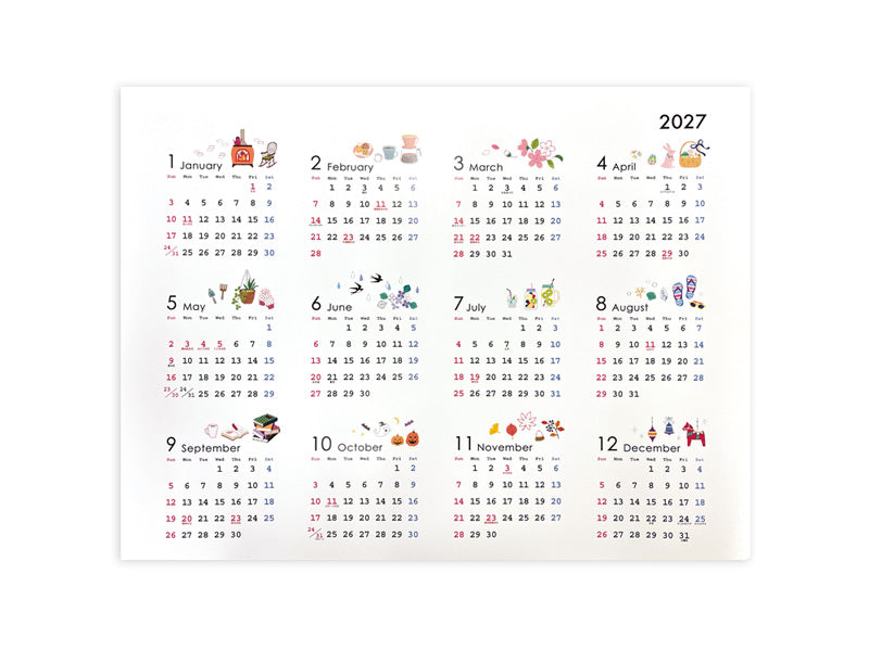２０２７年大判カレンダー（イラスト） ダイソー(DAISO)